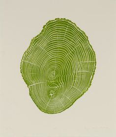 an image of a tree stump cut in half with green lines on the top and bottom