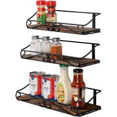 three tiered spice rack with spices and condiments