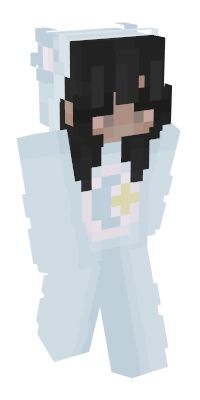 an image of a minecraft female character in white and black clothes with her hands on her hips