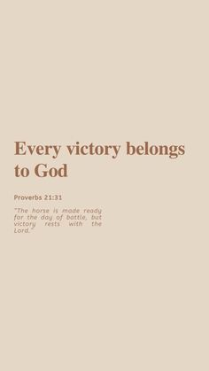 a book cover with the words every victory belongs to god in brown and tan colors