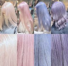 Pastel Hair Korean, Pastel Colors Hair Dye, Pastel Hair Underneath, Pastel Dyed Hair, Under Layer Hair Dye, Pearl Hair Color, Pastel Hair Dye, White Pink Hair, Pastel Hair Colors