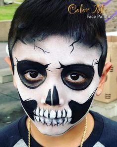 Halloween Skeleton Makeup, Skeleton Face Paint, Easy Face Painting Designs, Sugar Skull Face Paint, Skull Face Paint, Sugar Skull Face, Skeleton Face, Skeleton Makeup, Face Painting Easy