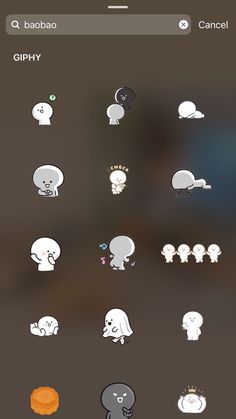 an iphone screen with various stickers on it, including elephants and other animal shapes