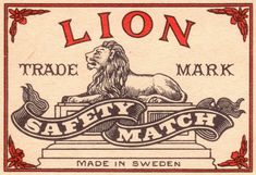 an old lion label with the words safety match written in red and black on it