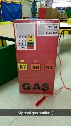 a pink gas pump sitting on top of a floor