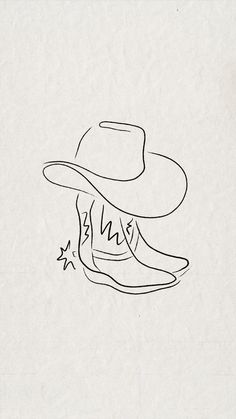 a drawing of a cowboy hat on top of a white piece of paper with stars