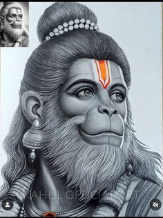 Hanuman Black And White, Lord Hanuman Sketch, Hanumanji Sketch, Hanuman Ji Sketch, Hanuman Sketch, Realistic Face Drawing, Hanuman Tattoo, Pencil Drawing Images