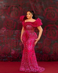 Aso Ebi Plus Size Fuchsia Long Mermaid Evening Dresses Pearls Beaded Women Formal Party Gowns For A Lace Engagement Dress, Wedding Guest Dress Elegant, Igbo Wedding Dress, Asoebi Dress, Lace Styles For Wedding, Brown Bridesmaid Dresses, Igbo Wedding, Dress Birthday Party, Nigerian Lace Styles Dress