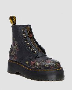 Floral Doc Martens, Floral Dr Martens, Dr Martens Sinclair, Painted Boots, Leather Platform Boots, Mary Jane Platform Shoes, Soft Leather Boots, Boys School Shoes, Black Dr Martens