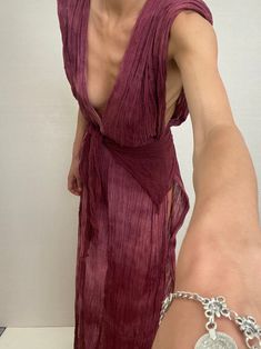 90s Bohemian, Hemp Fashion, Vacay Fits, Wine Dress, Hair Scarf Styles, Gauze Dress, Hair Scarf, Burgundy Dress, Dark Feminine