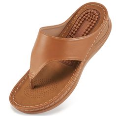 PRICES MAY VARY. [Elegant Upper] - The upper material is artificial leather, comfortable and skin friendly, easy to clean. The upper belt can help better fix these womens sandals on the foot, so that the force is even, and you will not feel tired for a long time. [Comfortable Insoles] - These sandals for women are equipped with cushion bump bubbles, which can reduce the pressure on the feet when walking, relieve pain, and let you walk easily and comfortably. [Breathable Footbed] - Memory foam in Walking Beach, Orthopedic Sandals, Sandals Wedge, Beach Slides, Womens Sandals Summer, Summer Flip Flops, Womens Sandals Wedges, Slides Sandals, Shoes Comfortable