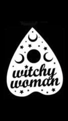 a black and white sticker with the words witch woman on it