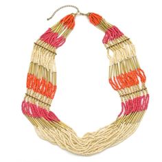 Gold Orange Fuchsia And Cream Sead Bead Multi Row Statement Necklace New Smoke Free Environment And Pet Free Environment Gorgeous, Classic Gold Orange, Jewelry Women, Boho Summer, Pajama Shirt, Cream And Gold, Orange Gold, Fit N Flare Dress, Rain And Snow Boots, Trending Accessories