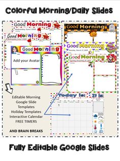 Daily Classroom Slides - Bold Colorful Weather Calendar, Holiday Templates