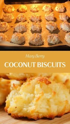 there are many coconut biscuits cooking in the oven