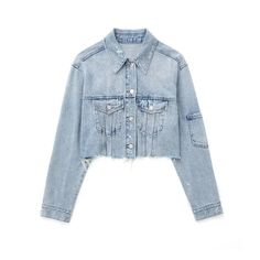 Woman Casual Short Denim Jacket Street Style Women Casual, Short Denim Jacket, Woman Streetwear, Woman Casual, Trendy Jackets, High Street Fashion, Short Denim, Cropped Denim Jacket, Denim Coat Jacket