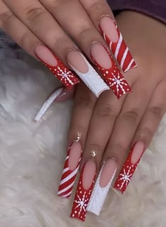 Christmas Nail Designs Acrylic, Ginger Man, French Tip Nail Designs, Red Acrylic Nails, Cute Christmas Nails, Her Nails