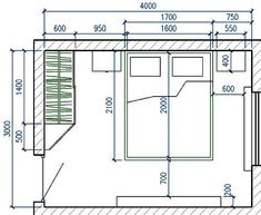 a drawing of a room with measurements