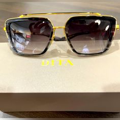 Dita Mach-Seven Sunglasses Brand New Never Worn. Handmade In Japan Acetate And Gold Plated Titanium Sunglasses Brand, Sunglasses Branding, Sunglasses Accessories, Limited Time, Gold Plate, Mens Accessories, Plating, Sunglasses, Japan