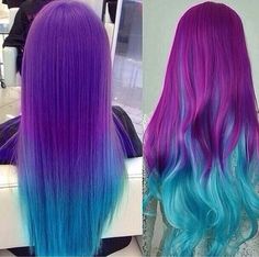 Colored Hairstyles, Purple Ombre Hair, Purple Highlights, Pretty Hair Color, Ombre Hair Color, Hair Dye Colors, Mermaid Hair