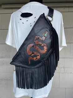 LARGE Medusa Commuter Sling Bag - Etsy Snake Bag, Manchester Nh, Jeweled Shoes, Denim Projects, Unique Purses, Zipper Top, Large Bag, Everyday Bag, Leather Pouch