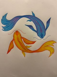 Inspired by avatar the last airbender, these yin yang fish are full of color. Warm and cool color opposites. Cool And Warm Colours Paintings, Yin Yang Fish, Koi Fish Drawing, Japan Tattoo Design, Balance Art, Canvas Drawing, Fish Drawings, Doodle Art Designs, Amazing Art Painting