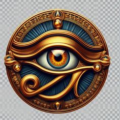 an all seeing eye in gold and blue