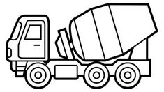 a black and white drawing of a dump truck