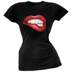 Sexy Lips Black Soft Juniors T-Shirt Juniors T-Shirts Old Glory 2XL Black Lips Black, Gym Clothes, Female Fashion, Red Lips, Hoodie Tank Top, Gym Outfit, Lips, Tank Top, Gym