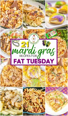 Mardi Gras Party Food For A Crowd, Mardi Gras Meal Ideas, Mardi Gras Food Ideas Cajun Recipes, Mardi Gras Finger Foods, Mardi Gras Food Dinners, Mardi Gras Menu Ideas Dinners, Easy Mardi Gras Food, Mardi Gras Meals, Mardi Gras Dinner Recipes