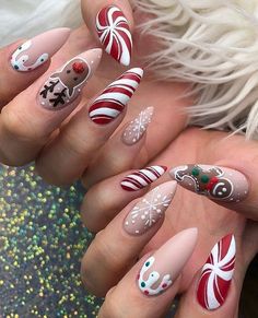 December Nails, Holiday Nail Designs, Cute Christmas Nails, Christmas Gel Nails, Seasonal Nails, Christmas Nails Acrylic, Winter Nail Art, Live Today, Festival Nails