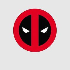 the deadpool logo is shown in red and black, with eyes drawn on it