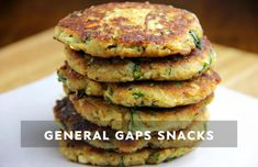 some food is stacked on top of each other with the words general gaps snacks