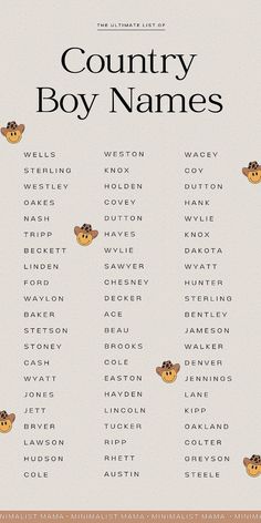 the country boy names are shown in black and white, with an orange border around them