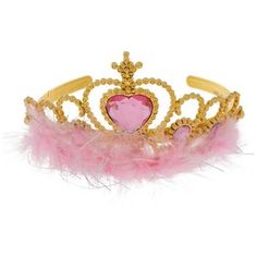 Dimensions: Length: 5 1/4" Width: 5" Height: 3" Party display images are for inspiration only. Items pictured are sold separately. She's your little princess, so let the whole birthday clan know with Pink & Gold Princess Tiara. Featuring pink feathers, a gold, plastic finish, and pink gems, this adorable tiara will be the polishing touch for her regal princess dress. Top your princess with this cute tiara and wish her a very happy birthday! Pink Princess Crown For Party, Princess Crown Party Supplies For Birthday, Whimsical Pink Crown For Birthday, Princess Style Wedding Crown, Cute Tiara, Pink Princess Dress, Party Display, Princess Party Decorations, Trio Halloween Costumes