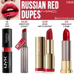 Mac Russian Red Lipstick, Russian Red Lipstick, Russian Red Mac Lipstick, Mac Russian Red, Mac Lipstick Colors, Mac Velvet Teddy