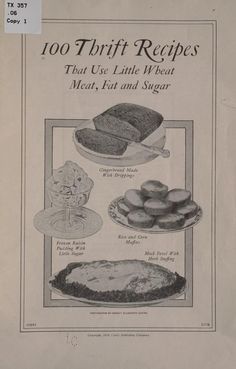 an old recipe book with pictures of different types of breads and pastries on it