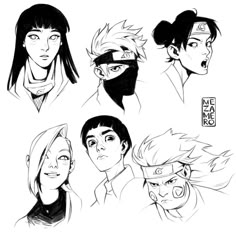 some character sketches from the animated movie avatars, with different facial expressions and hair styles