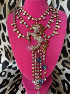 Betsey Johnson Vintage Fairyland Unicorn Crystal AB Blue Heart Necklace RARE | eBay Betsey Johnson Aesthetic, Pony Aesthetic, Unicorn Aesthetic, Blue Heart Necklace, Aesthetic Jewellery, Unicorn Jewelry, Vintage Betsey Johnson, Chappell Roan, Fun Jewelry