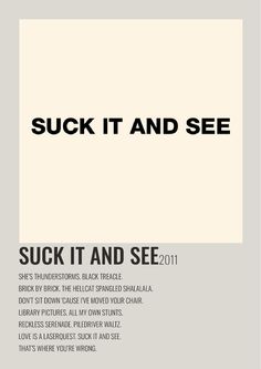 suck it and see by arctic monkeys Arctic Monkeys Minimalist Poster, Arctic Monkeys Album Cover, Minimalistic Poster, Library Pictures, Dorm Posters, Arctic Monkeys, Minimalist Poster, Music Poster