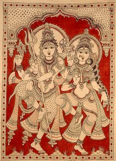 Dancing Shiva, Shiva Parvati, Pen Art Drawings