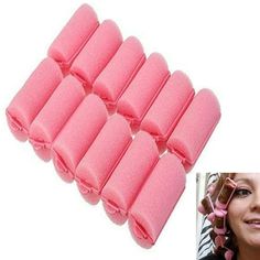 12 Medium Soft Foam Cushion Hair Rollers Curlers Salon Styling Waves Curls 2.4" For best looking curls and waves. Rollers hold securely. Easy to use and wash. Dry or damp sets. For all types of hair. Measurements: 2.4" L X 0.8" Dia. Size: 2.4".  Color: Multicolor. Foam Hair Rollers, Sponge Curlers, Curling Techniques, Sponge Hair Rollers, Foam Rollers Hair, Diy Curls, Sponge Rollers, Light Pink Hair, Boring Hair