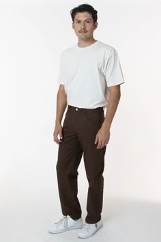 RTWL01 - Twill Work Pants Brown – Los Angeles Apparel Los Angeles Apparel, Garment Manufacturing, Outfits Hombre, Pants Brown, Mens Outfit Inspiration, Best Photo Poses, Twill Pants, Sweaters And Leggings, Brown Fashion