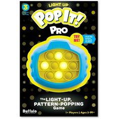 the light up pattern - popping game is shown in front of a black and yellow background