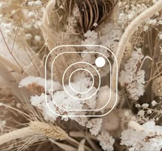 the instagram logo is surrounded by white flowers and grasses in this photo taken on an iphone