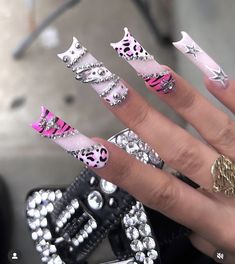 Plain Acrylic Nails, Unique Acrylic Nail Designs, Colourful Acrylic Nails, Junk Nails, Acrylic Toe Nails, Cute Acrylic Nail Designs, Dope Nail Designs, Exotic Nails, Acrylic Nails Coffin Pink