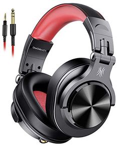 wireless headphones with microphone and volume control for all kinds of phones, black / red