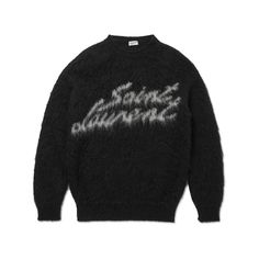 SAINT LAURENT's sweater has been crafted in Italy from black mohair-blend with a touch of wool for softness and warmth. It's intarsia-knitted with a scripted logo across the chest. Ysl Sweater, Saint Laurent Sweater, Saint Laurent Collection, Streetwear Sweater, Sweater For Men, Streetwear Men, September 16, Streetwear Men Outfits, Black Logo