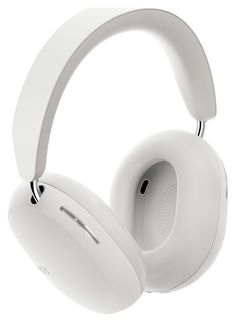 a pair of white headphones sitting on top of each other