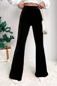 $5.42 Black Solid Color High Waist Flare Corduroy Pants Wholesale Flare Corduroy Pants, Black Solid Color, Winter Pants, High Waisted Flares, Corduroy Fabric, High Waist Bottoms, Flare Trousers, Flare Leggings